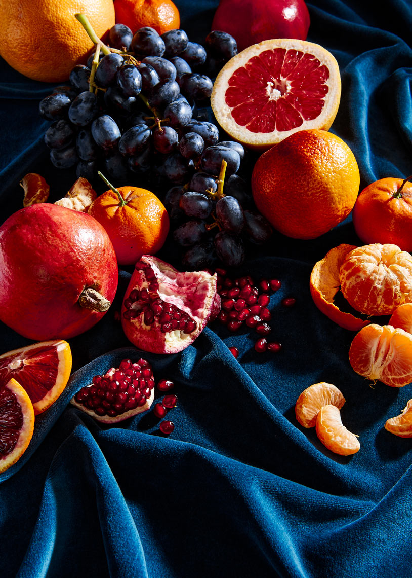 Fruit-Grapes-Pomegranate-Blood-Orange-Citrus-Grapefruit-Blue-Velvet-Food-Photographer